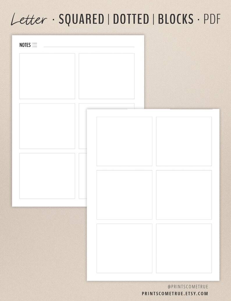 Printable Ruled Squared Dotted Grid Note Templates US - Etsy