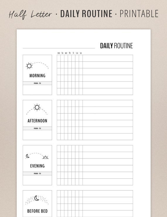 Daily routine printable flylady morning routine checklist etsy