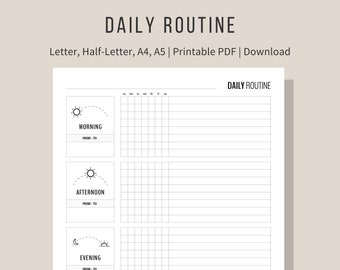 Daily Routine Checklist for Flylady Control Journal | Morning Evening Routine | Habit Tracker | Household printable insert | Letter, A4, A5