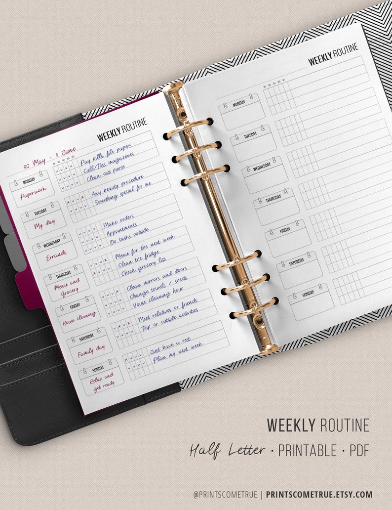Flylady Weekly Routine Checklist for Control Journal Half Letter ...
