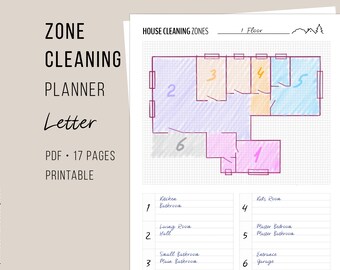 Zone cleaning for Flylady Control Journal | House cleaning checklist | Routine chart  for Home management planner