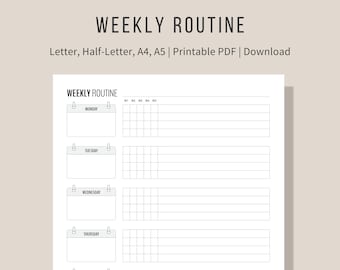 Flylady Weekly Routine for Control Journal | Printable Home Management Checklist for House Cleaning Planner | Minimalist PDF Insert