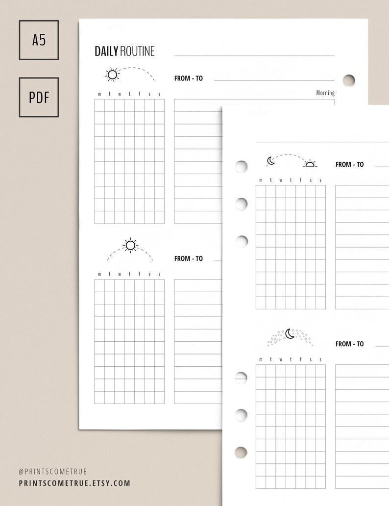 Flylady Daily Routine for Control Journal A5 Printable Planner Insert Morning, Afternoon
