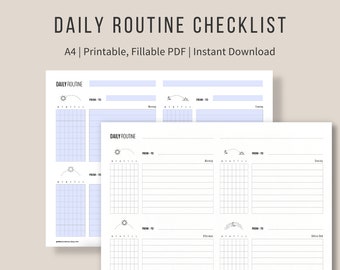 Daily routine editable planner | Morning, Evening, Bedtime routine | Daily routine kids | Household chore chart