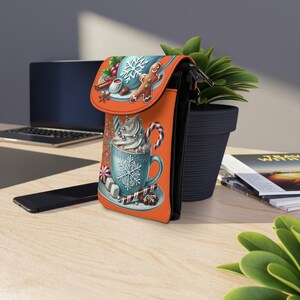 Carteira de couro para celular, carteira laranja, presente engraçado para mulheres, adolescentes e meninas - bolsa para celular