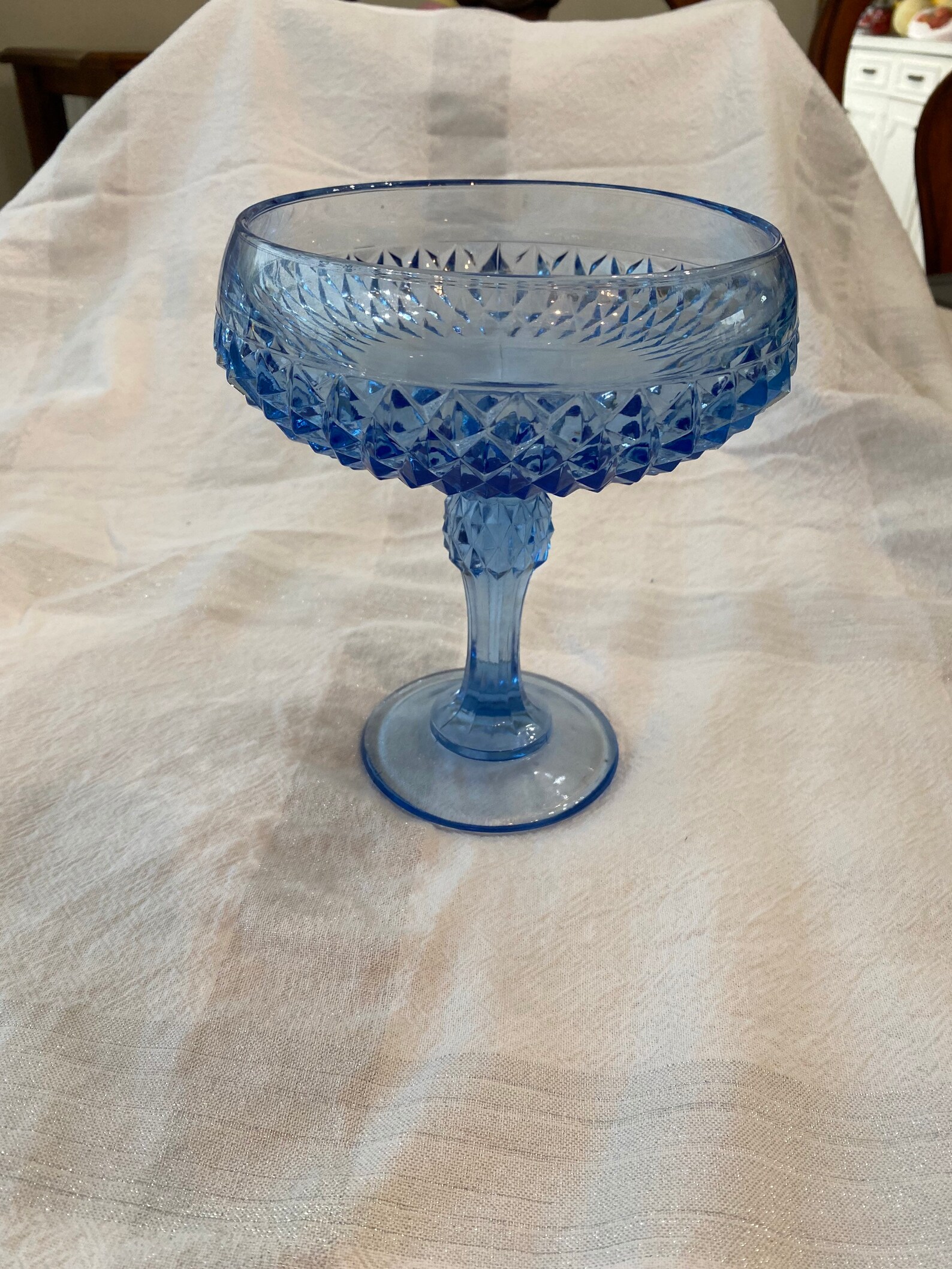 Vintage ice blue crystal pedestal candy dish Etsy