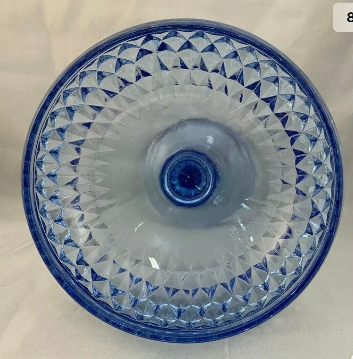 Vintage ice blue crystal pedestal candy dish Etsy