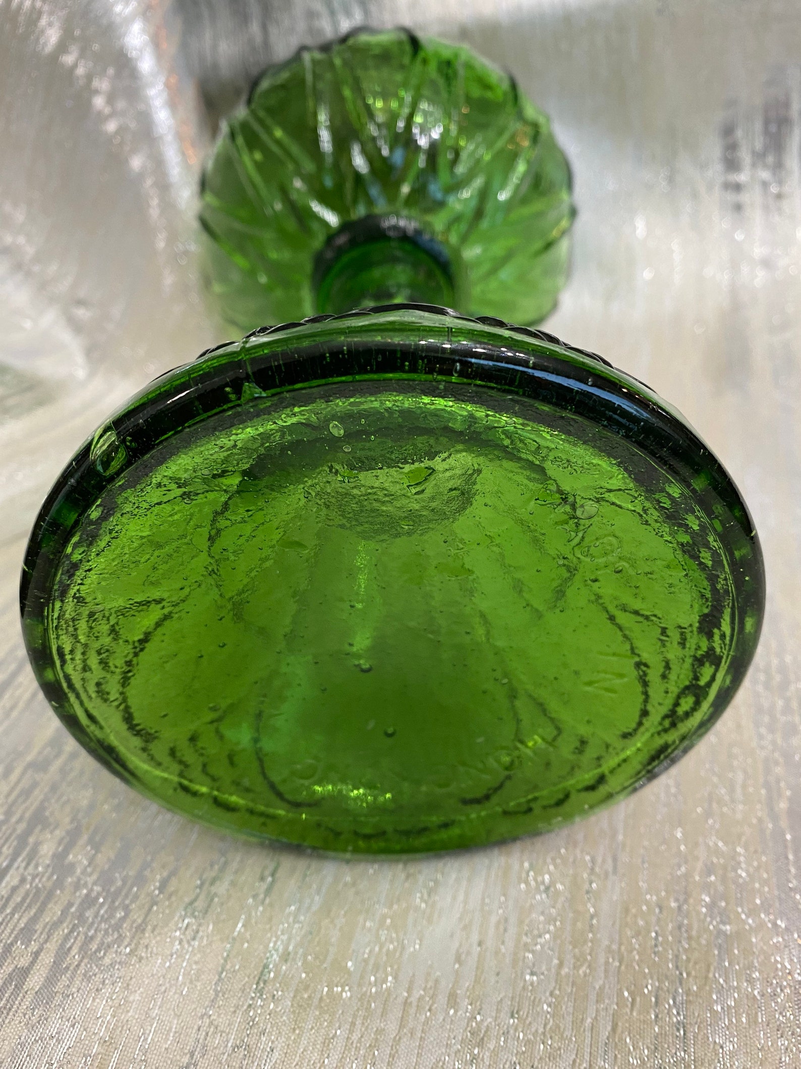 Hurricane lamp green glass base Etsy