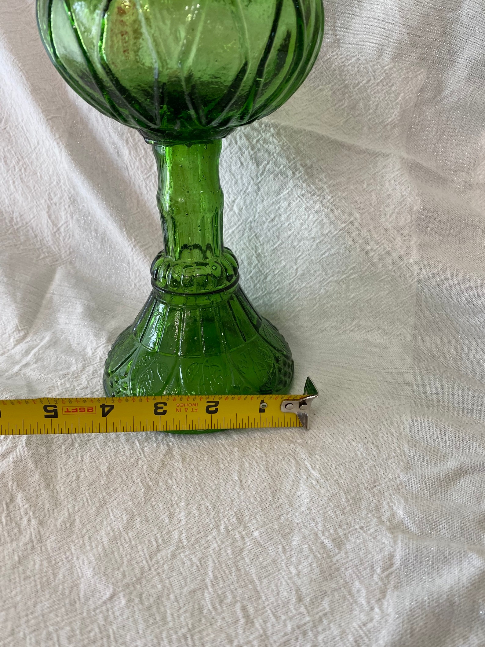 Hurricane lamp green glass base Etsy