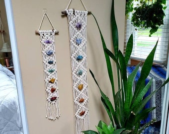 Chakra macrame wall hanging, chakra decor, chakra healing, wall art, meditation, spiritual, healing crystals, yoga decor, chakra stones