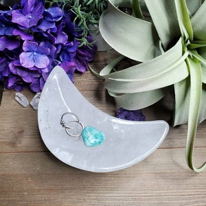 XL clear quartz crescent moon dish, 1 lb 12.87oz, jewelry dish, crystal decor, moon child, crystal dish, natural stone, boho decor