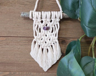 Small macrame wall hanging, pick your stone, crystals, mini wall accent, healing crystals