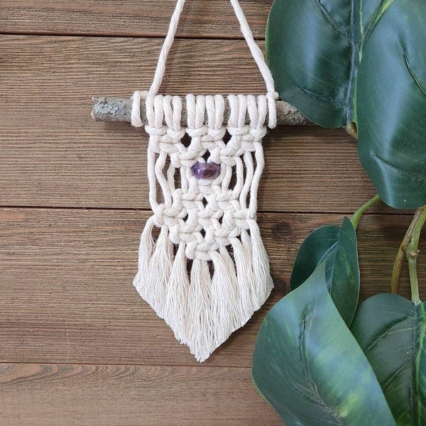 Small macrame wall hanging, pick your stone, crystals, mini wall accent, healing crystals
