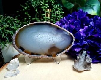 boheme natural stone boho chic agate coaster agate M21 Large agate slice with acrylic stand organic art natural art grade AA