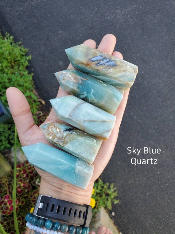 Blue Babybottle【クリスタルパワーストーン】 Blue Goldstone Stone Tower - Blue Sandstone Single Point Crystal