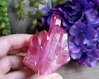 Amas de quartz aura rose, cristaux roses, chakra du cœur, quartz aura ange, amour de soi, #4