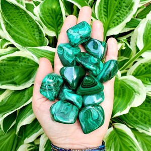 Malachite tumbled stones, crystals, protection stone, heart chakra, meditation crystals, natural stone, healing crystals, green