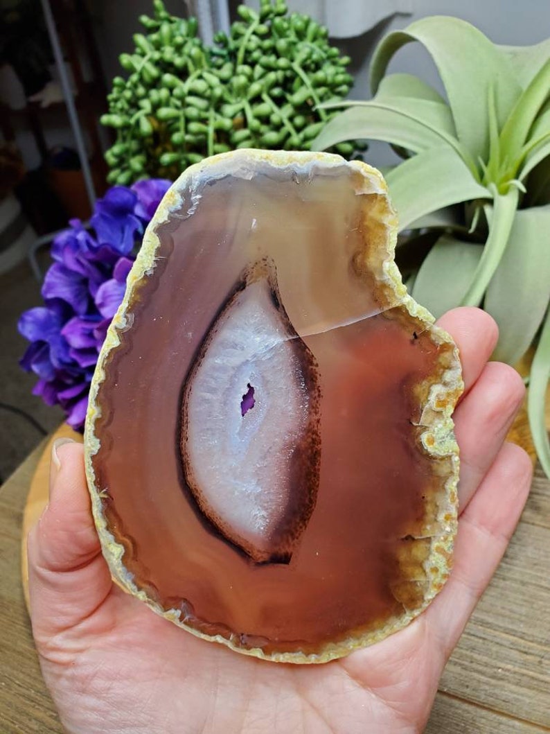 boheme natural stone boho chic agate coaster agate M21 Large agate slice with acrylic stand organic art natural art grade AA