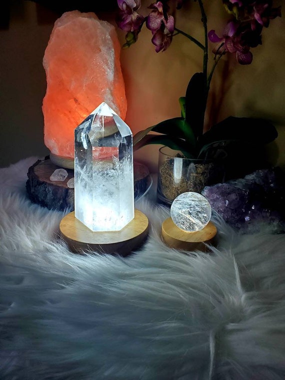Wooden LED Light Dispaly Base Crystal Glass Resin Art Ornament Wooden Night  Lamp Base LED Light Display Stand Home Decor