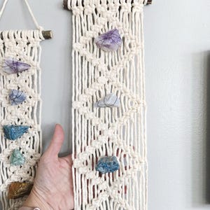 Chakra macrame wall hanging, chakra decor, chakra healing, wall art, meditation, spiritual, healing crystals, yoga decor, chakra stones image 2