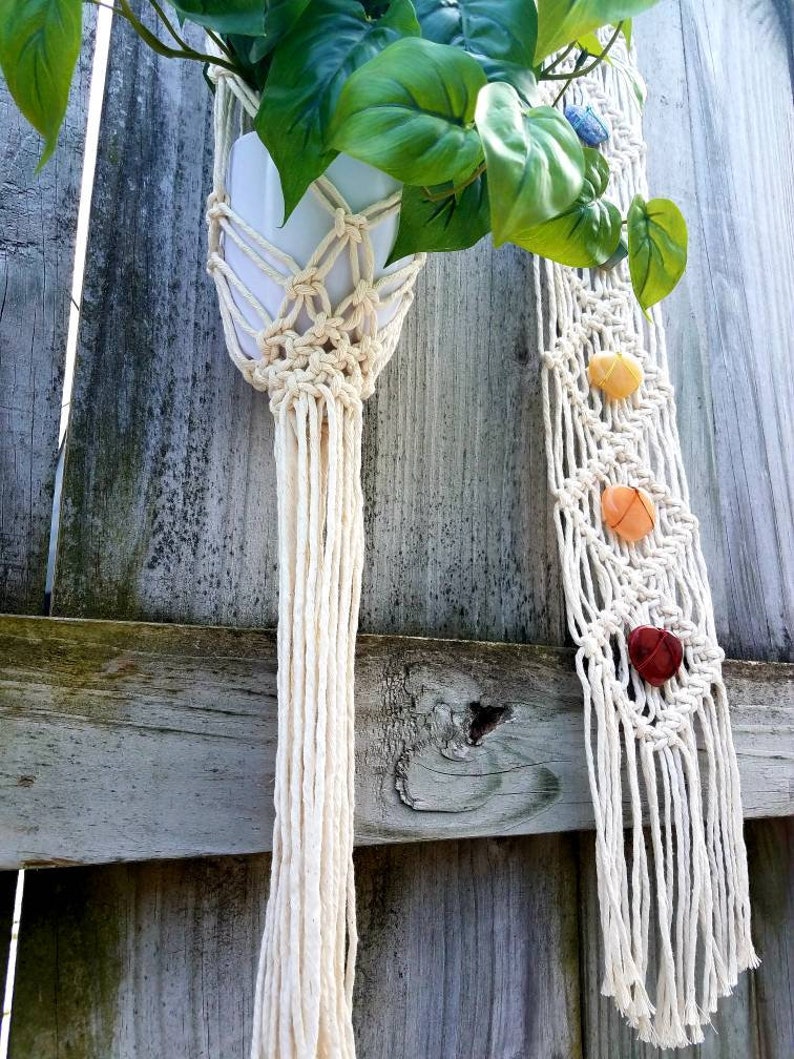 Macrame Chakra wall hanging plant hanger combo healing Etsy