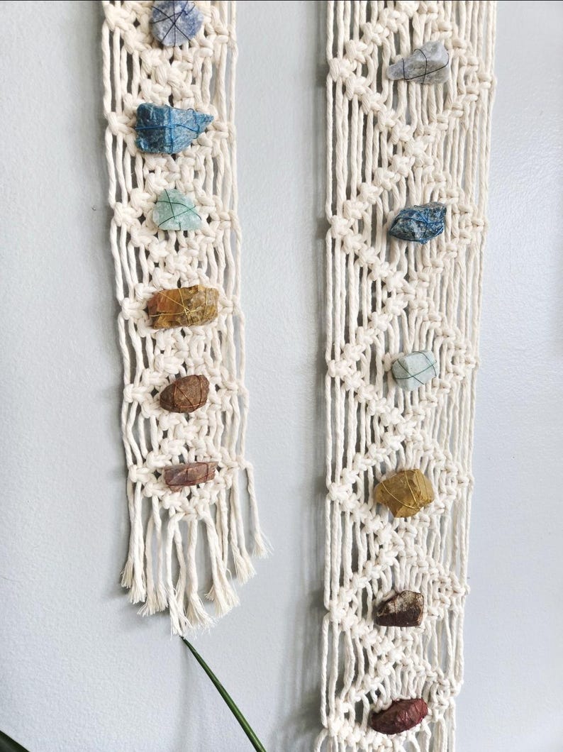 Chakra macrame wall hanging, chakra decor, chakra healing, wall art, meditation, spiritual, healing crystals, yoga decor, chakra stones image 5