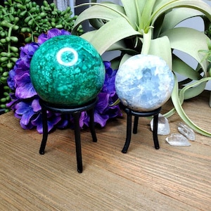 Black metal sphere stand, crystal tripod stand, crystal display, iron sphere stand, crystal ball display stand, altar decoration