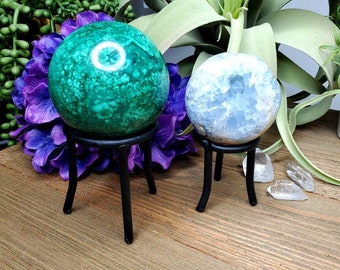 Black metal sphere stand, crystal tripod stand, crystal display, iron sphere stand, crystal ball display stand, altar decoration