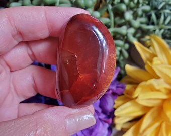 Carnelian palm stone, tumbled stone, crystals, chakra stones, courage, red stone, meditation crystals, root chakra, #S29