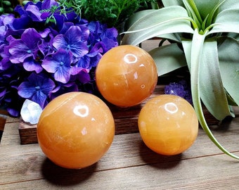 XL orange calcite sphere, YOU CHOOSE, amber calcite, crystals, sacral chakra, solar plexus chakra,#8-10