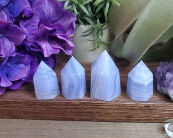 Blue lace agate tower, small, blue crystals, throat chakra, calming