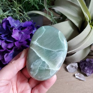 XL Garnierite palm stone, worry stones, good luck stone, self love crystals, healing crystals, meditation, #10