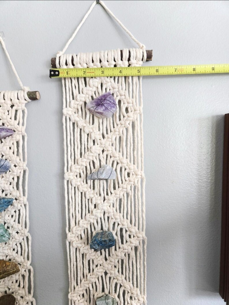 Chakra macrame wall hanging, chakra decor, chakra healing, wall art, meditation, spiritual, healing crystals, yoga decor, chakra stones image 13