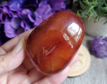 Carnelian palm stone, 5.12 oz,  tumbled stone, crystals, chakra stones, courage, red stone, meditation crystals, root chakra, #L1