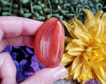 Carnelian palm stone, tumbled stone, crystals, chakra stones, courage, red stone, meditation crystals, root chakra, #S11