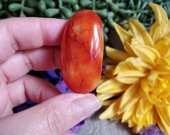 Carnelian palm stone, tumbled stone, crystals, chakra stones, courage, red stone, meditation crystals, root chakra, #S26