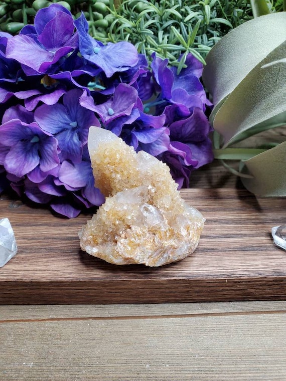 大きなシトリン スピリット クォーツ、3.87 オンス、天然サボテン
