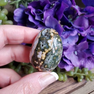 Ocean Jasper palm stone, orbicular jasper, sacred geometry, large tumbled stones, healing crystals, earthy #B42