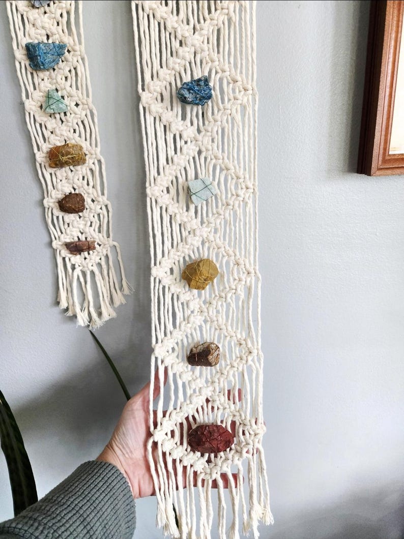 Chakra macrame wall hanging, chakra decor, chakra healing, wall art, meditation, spiritual, healing crystals, yoga decor, chakra stones image 3