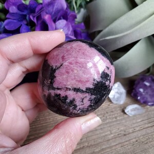 Rhodonite palm stone, large tumbled stone, crystals, healing crystals, heart chakra, chakra stones, #2