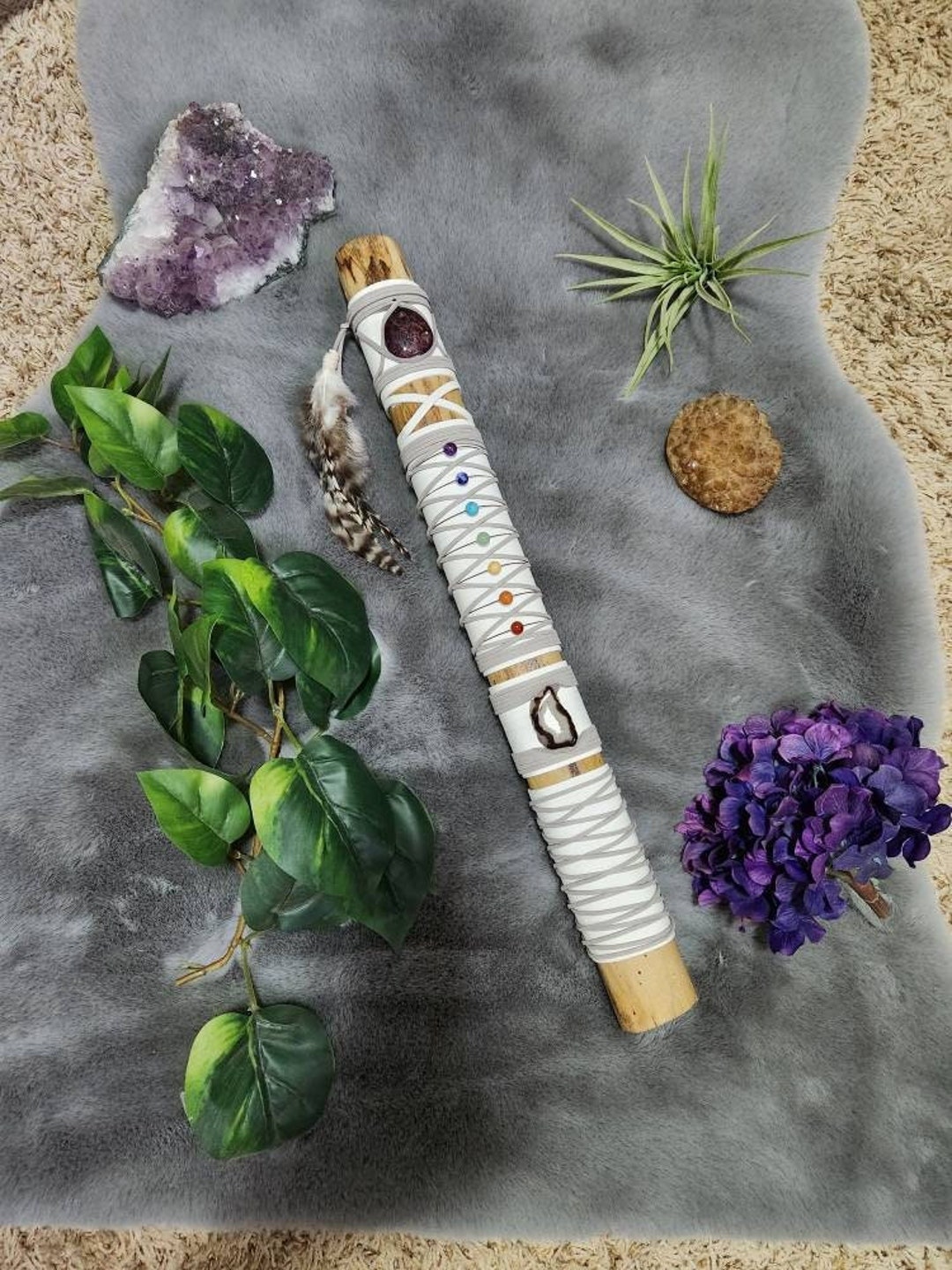 Chakra Rainstick Spirit Stick Totem Crystals Altar Etsy