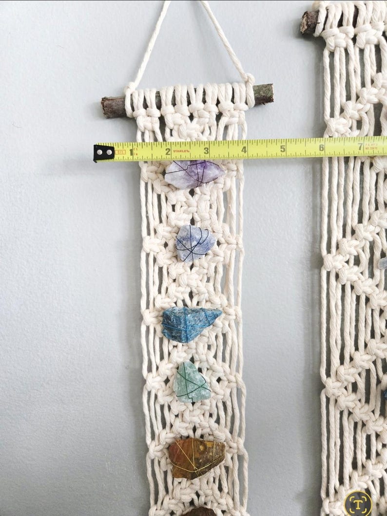Chakra macrame wall hanging, chakra decor, chakra healing, wall art, meditation, spiritual, healing crystals, yoga decor, chakra stones image 12