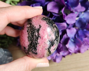 Rhodonite palm stone, large tumbled stone, crystals, healing crystals, heart chakra, chakra stones, #11