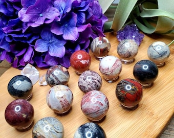 Brecciated jasper sphere, 25mm, crystal sphere, grounding crystals, healing crystals, root chakra, earth element