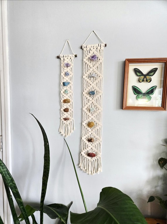 Chakra macrame wall hanging, chakra decor, chakra healing, wall art, meditation, spiritual, healing crystals, yoga decor, chakra stones