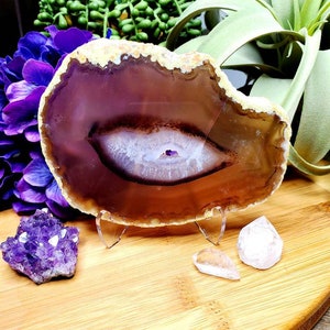 boheme natural stone boho chic agate coaster agate M21 Large agate slice with acrylic stand organic art natural art grade AA