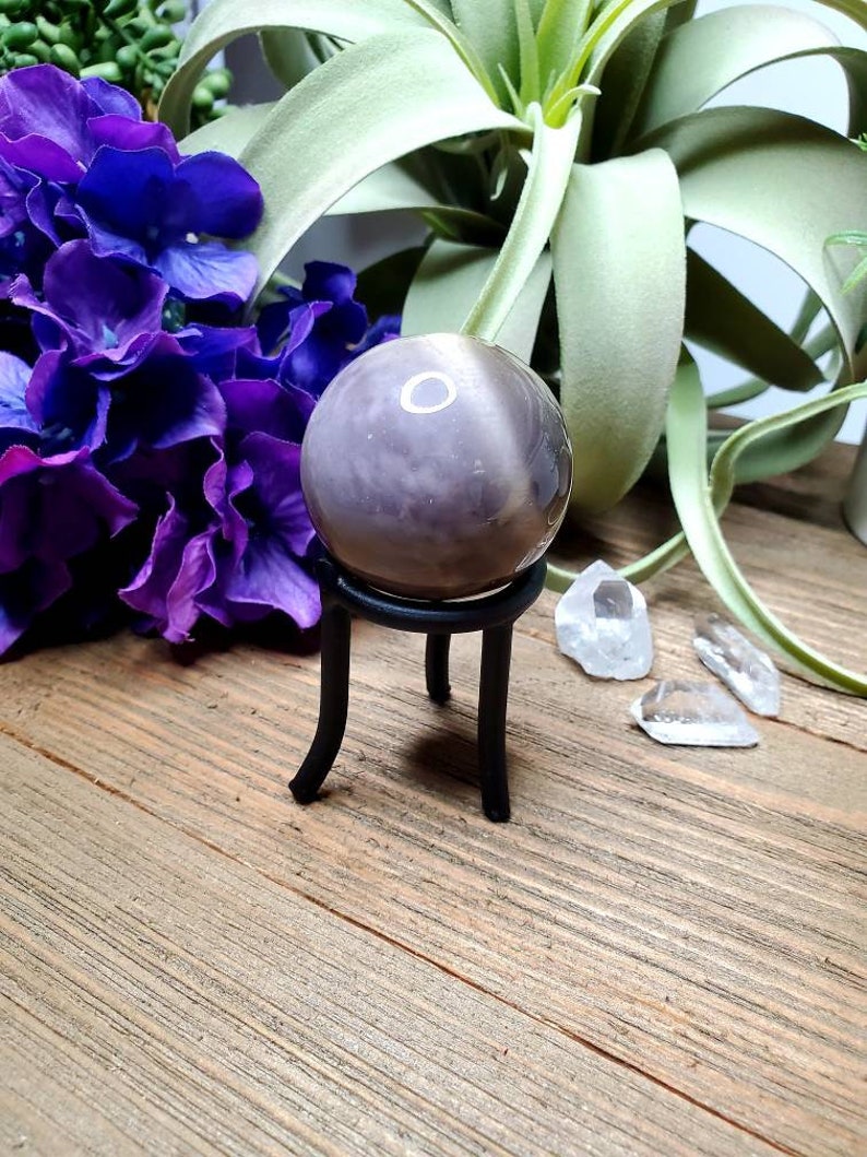 Black metal sphere stand crystal tripod stand crystal Etsy