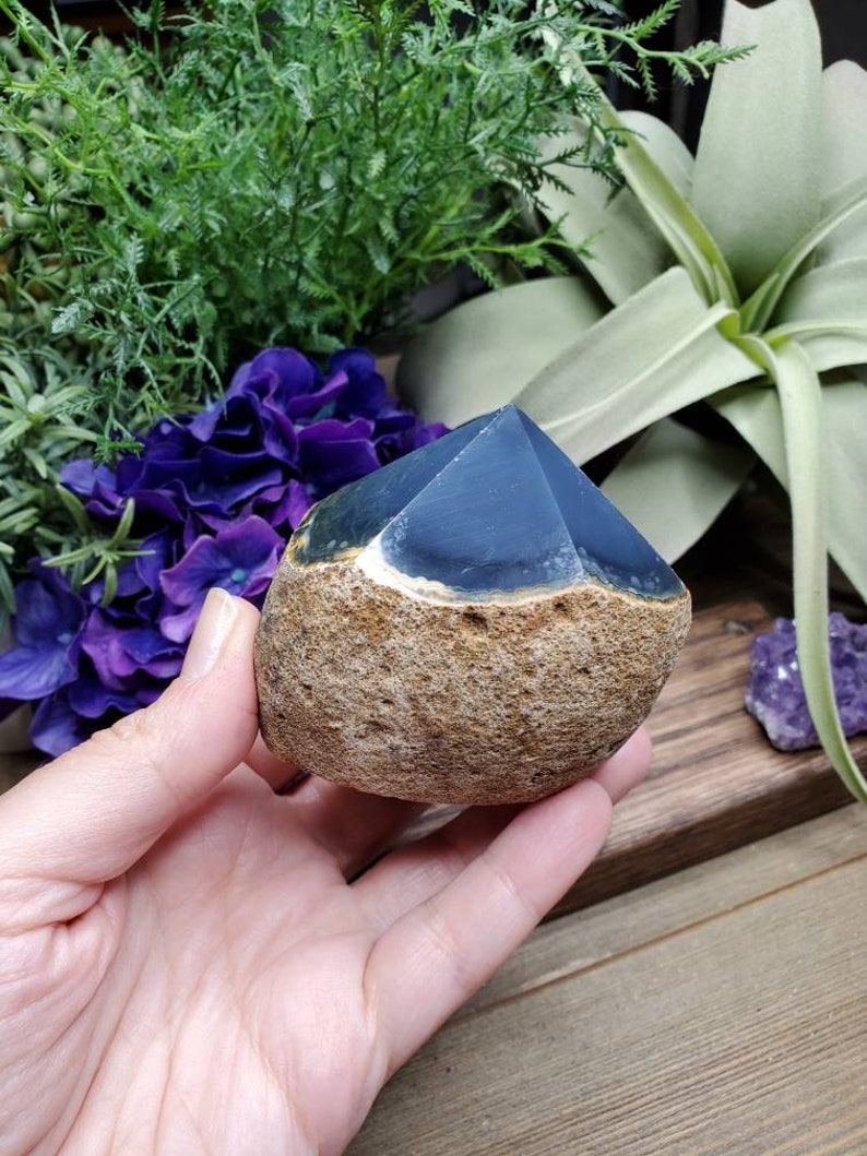 #6 boho chic organic art crystals natural stone Agate top polished over 12 lb blue agate agate art boheme