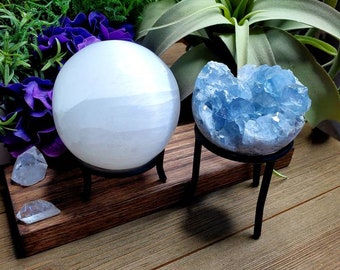 Black metal sphere stand, 2 inch diameter crystal tripod stand, crystal display, iron sphere stand, altar decoration