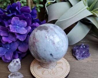 Pink tourmaline sphere, 70mm, 14oz, red tourmaline, rubellite, heart chakra, natural stone, crystals, meditation, pastels, #3